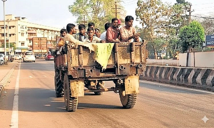 Udupi; ವಾಹನಗಳಲ್ಲಿ ಕಾರ್ಮಿಕರ ಅಸುರಕ್ಷಿತ ಸಾಗಾಟ!