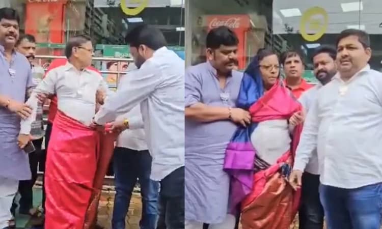 BJP workers force Cong functionary to wear saree after he posts morphed pic of PM