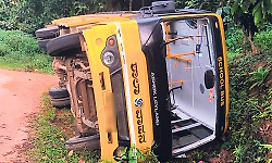 School bus carrying over 30 children overturns in Madikeri