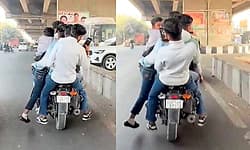 Video: ಬೈಕ್ ಒಂದು, ಸವಾರಿ ಮಾಡಿದ್ದು ಐದು ಮಂದಿ...  ಮಾಲೀಕನಿಗೆ ಬಿತ್ತು 31,000 ದಂಡ