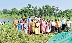 Locals protest against sand mining in Seethanadi at Kota