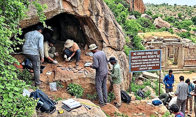 ಹೊಸಪೇಟೆ: ಧರ್ಮಸಾಗರದಲ್ಲಿ ಆದಿ ಮಾನವನ ಕುರುಹು ಪತ್ತೆ