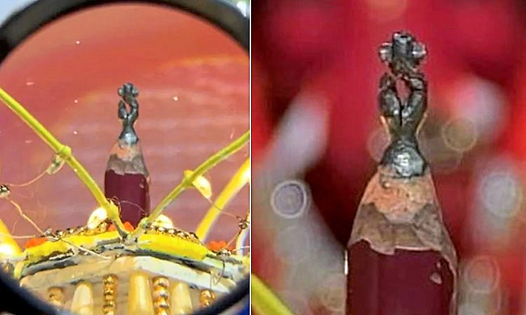 ಸೂರತ್ ಕಲಾವಿದನ ಕೈಚಳಕ: ಪೆನ್ಸಿಲ್ ಮೊನೆಯಲ್ಲಿ ಅರಳಿದ 6 ಮಿ.ಮೀ. ಗಾತ್ರದ ಗಣೇಶನ ಮೂರ್ತಿ