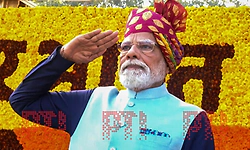 77th Republic Day: PM Modi's deep maroon, golden motif turban steals show