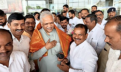 ಬೆಳಗಾವಿಗೆ ಆಗಮಿಸಿದ ಬಿ.ಎಲ್. ಸಂತೋಷ್‌ಗೆ ಅದ್ಧೂರಿ ಸ್ವಾಗತ