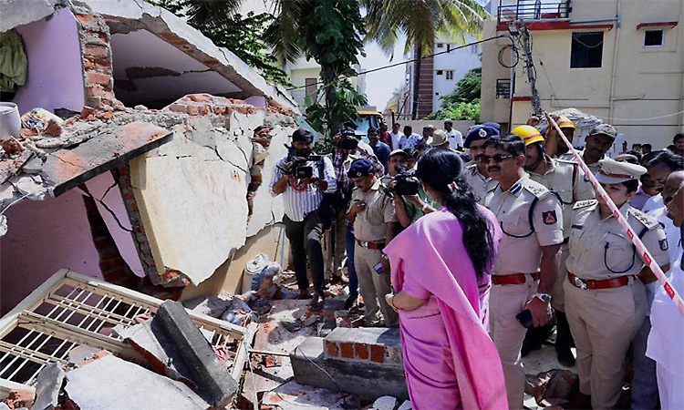 Elderly woman killed, Three injured in gas cylinder explosion at K.R. Puram