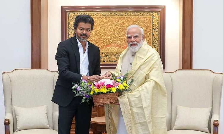 TN CM Vijay meets PM Modi; seeks action on Mekedatu project, fishermen arrests