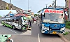 Express buses collide on Kaup service road, passengers panic