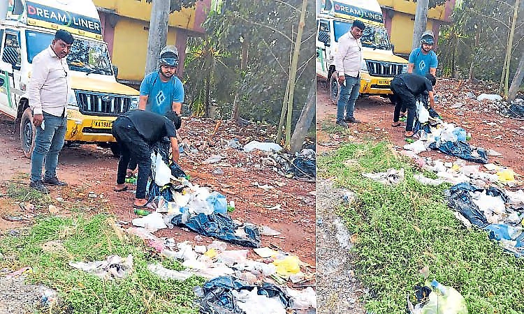 Ullal panchayat fines hotel owner for dumping waste along state highway
