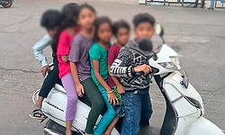 ಒಂದೇ ಬೈಕ್‌ನಲ್ಲಿ 6 ಮಕ್ಕಳು ಸಂಚಾರ: ಮಾಲಿಕನ ವಿರುದ್ಧ ಕೇಸ್‌