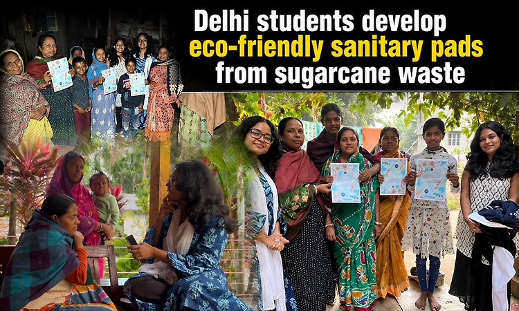 Delhi students develop eco-friendly sanitary pads from sugarcane waste