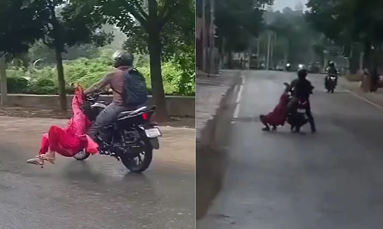 ಮದುವೆಗೆ ಒತ್ತಾಯಿಸಿದ ಪ್ರಿಯತಮೆಯನ್ನು ಬೈಕ್‌ನಲ್ಲಿ ಎಳೆದೊಯ್ದ ಪ್ರಿಯಕರ: Video Viral