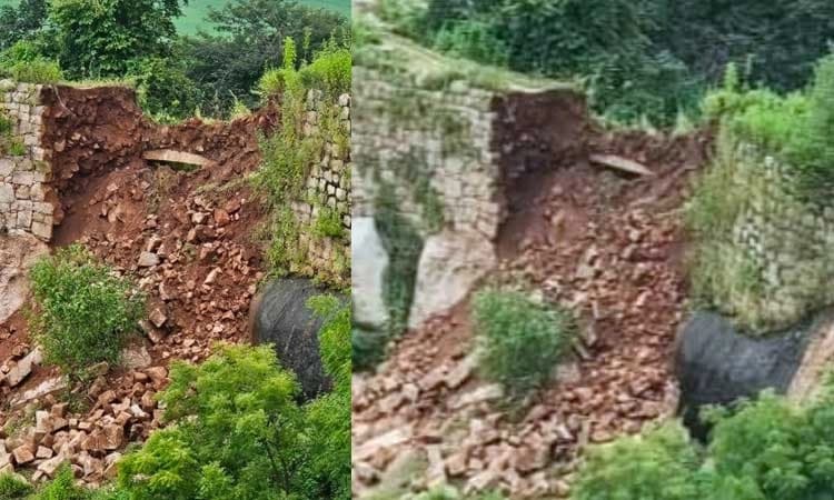 Wall of historic Yadgir Fort collapses amid heavy rain