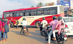 ಉಜಿರೆ: ಸರ್ಕಲ್‌ನಲ್ಲೇ ವಾಹನ ನಿಲುಗಡೆ