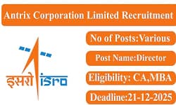 Isro Jobs: ಆಂಟ್ರಿಕ್ಸ್‌ ಕಾರ್ಪೋರೇಶನ್‌ ನಲ್ಲಿ-ವಿವಿಧ ಹುದ್ದೆಗಳಿಗೆ ಅರ್ಜಿ ಆಹ್ವಾನ