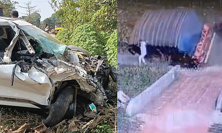 Nitte: Lorry overturns onto pedestrian after hitting car, several injured