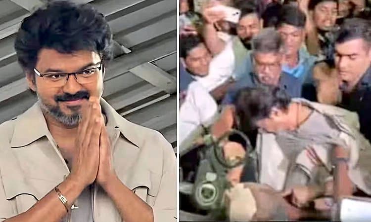 ‌Viral: ಅಭಿಮಾನಿಗಳ ನೂಕುನುಗ್ಗಲು; ಜನರ ಮಧ್ಯೆಯೇ ಜಾರಿಬಿದ್ದ ನಟ ದಳಪತಿ ವಿಜಯ್