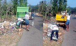 Teerthahalli: Garbage piles cleared in Melukuruvally village panchayat after report