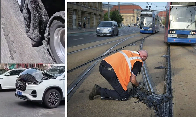 Viral videos show roads and tram tracks melting as Europe battles historic heatwave