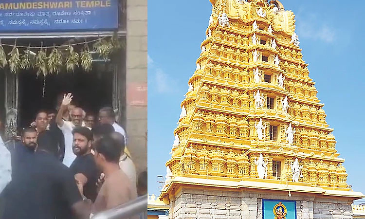 Rajinikanth visits Chamundeshwari temple during Mysuru shoot