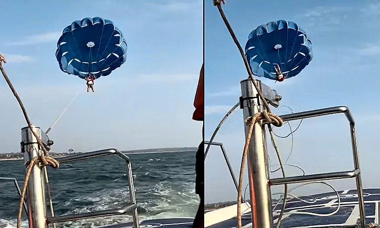 ಪ್ಯಾರಾಸೈಲಿಂಗ್ ವೇಳೆ ಅವಘಡ: ಅರ್ಧದಲ್ಲೇ ತುಂಡಾದ ಹಗ್ಗ, ಸಮುದ್ರಕ್ಕೆ ಬಿದ್ದ ಪ್ರವಾಸಿಗ!