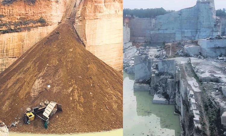 ಗಣಿಗಾರಿಕೆ ಹಳ್ಳಕ್ಕೆ ಟಿಪ್ಪರ್‌ ಸಮೇತ ಬಿದ್ದ ಚಾಲಕ!