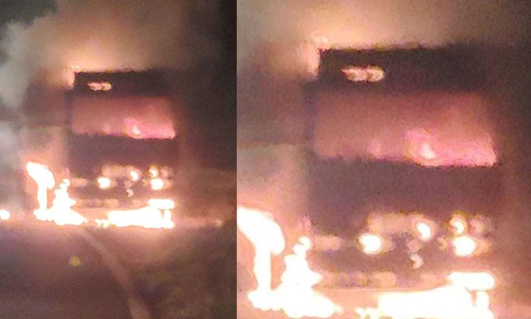 Aranthodu: ಕೊಯನಾಡು; ಹೊತ್ತಿ ಉರಿದ ಲಾರಿ