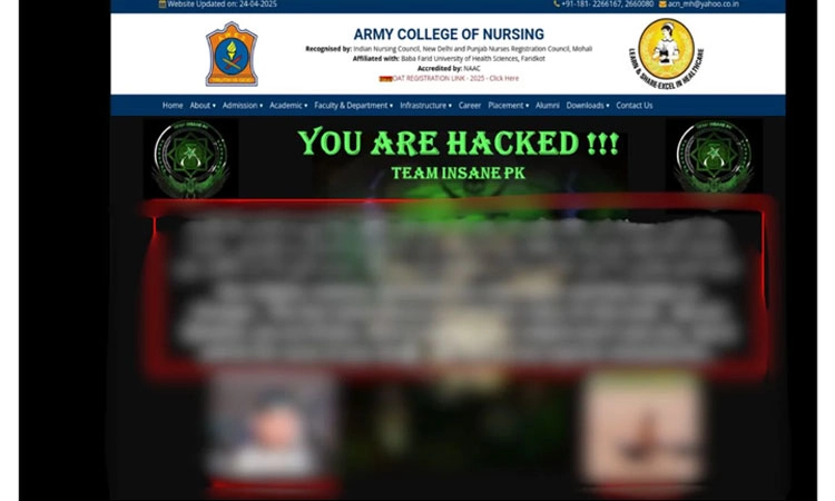 Pahalgam Attack: ಪಾಕ್‌ ಹ್ಯಾಕರ್‌ಗಳಿಂದ ಸೇನೆ ನರ್ಸಿಂಗ್‌ ಕಾಲೇಜು ವೆಬ್‌ಸೈಟ್‌ ಹ್ಯಾಕ್‌
