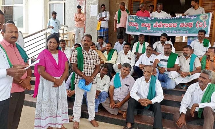 ಬೇಡಿಕೆ ಈಡೇರಿಕೆಗೆ ಆಗ್ರಹಿಸಿ ರೈತರ ಧರಣಿ