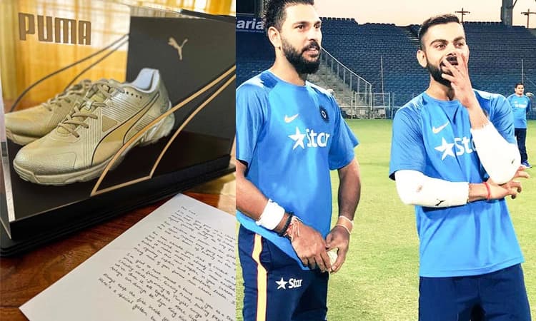 ವಿರಾಟ್‌ ಕೊಹ್ಲಿಗೆ ಯುವಿ ಗೋಲ್ಡನ್‌ ಶೂ ಉಡುಗೊರೆ