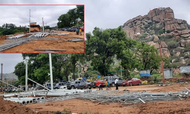 ಗಾಳಿ ಮಳೆ : ಕಿಷ್ಕಿಂದಾ ಅಂಜನಾದ್ರಿ ಬಳಿ ನಿರ್ಮಾಣ ಹಂತದ ಮೊಬೈಲ್ ಟವರ್ ಬಿದ್ದು 7 ಮಂದಿಗೆ ಗಾಯ