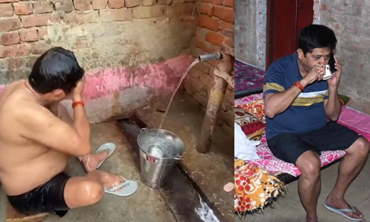 ‘ವಿವಿಐಪಿ ಸಂಸ್ಕೃತಿಗೆ ಅವಕಾಶವೇ ಇಲ್ಲ’ : ಹ್ಯಾಂಡ್‌ ಪಂಪ್‌ನಲ್ಲೇ ಸ್ನಾನ ಮಾಡಿದ ಉ.ಪ್ರ ಸಚಿವ