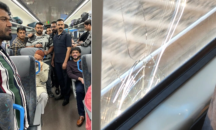 ಅಸಾದುದ್ದೀನ್ ಓವೈಸಿ ಪ್ರಯಾಣಿಸುತ್ತಿದ್ದ ರೈಲಿನ ಮೇಲೆ ಕಲ್ಲು ತೂರಾಟ : ಕಿಟಕಿ ಗಾಜಿಗೆ ಹಾನಿ