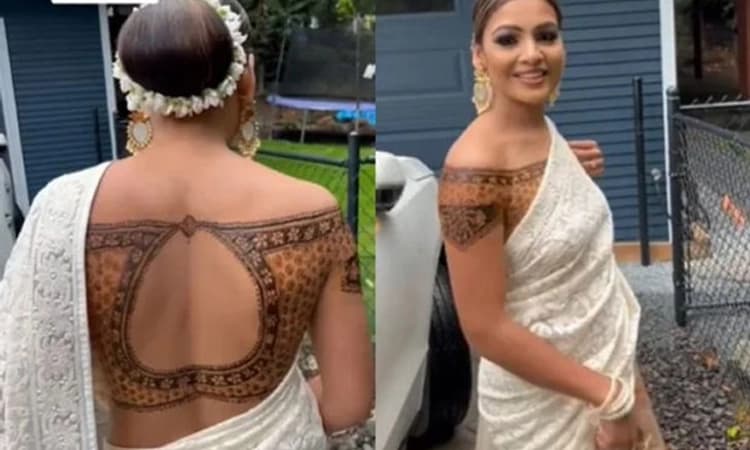 ಅರರೆ…ಇದೇನಿದು ಮೆಹಂದಿ ಬ್ಲೌಸ್..!; ವೈರಲ್ ವಿಡಿಯೋ