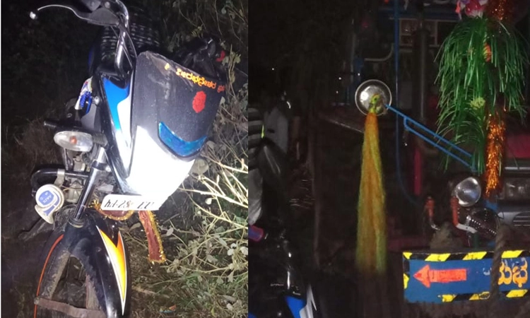 ರಾತ್ರಿ ವೇಳೆ ರಸ್ತೆ ಮೇಲೆ ನಿಂತಿದ್ದ ಕಬ್ಬಿನ ಟ್ರ್ಯಾಕ್ಟರ್ ಗೆ ಬೈಕ್ ಡಿಕ್ಕಿ : ಇಬ್ಬರ ಸಾವು