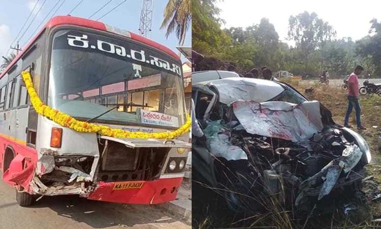 ಸಾರಿಗೆ ಬಸ್‌- ಕಾರು ನಡುವೆ ಡಿಕ್ಕಿ : ಮನ್‌ಮುಲ್‌ ನಿರ್ದೇಶಕನಿಗೆ ಗಂಭೀರ ಗಾಯ