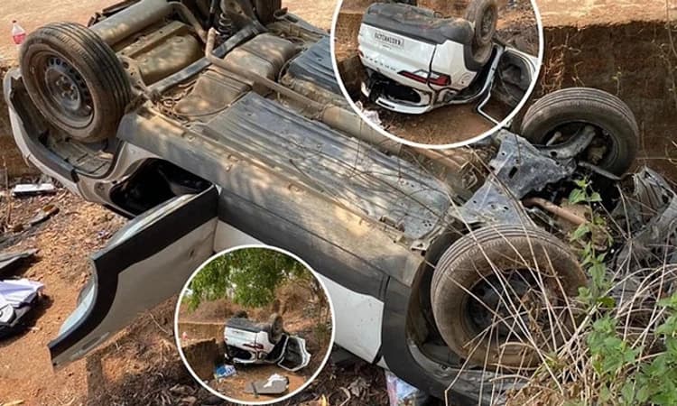 ಬೆಂಗಳೂರಿನಿಂದ ಗೋವಾಕ್ಕೆ ತೆರಳುತ್ತಿದ್ದ ಕಾರು ಪಲ್ಟಿ: ಚಾಲಕ ಸ್ಥಳದಲ್ಲೇ ಸಾವು, ಮೂವರಿಗೆ ಗಾಯ