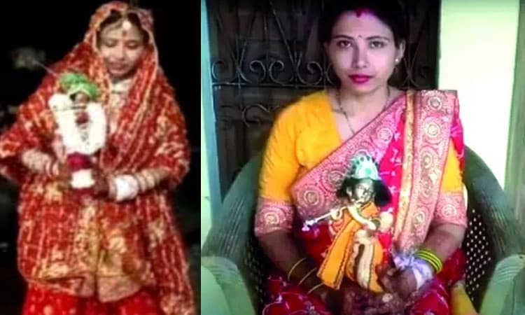 ಅಪಾರ ಭಕ್ತಿ: ಶ್ರೀಕೃಷ್ಣ ದೇವರನ್ನೇ ಗಂಡನಾಗಿ ಸ್ವೀಕರಿಸಿ ಅದ್ಧೂರಿ ಮದುವೆಯಾದ ಯುವತಿ.!