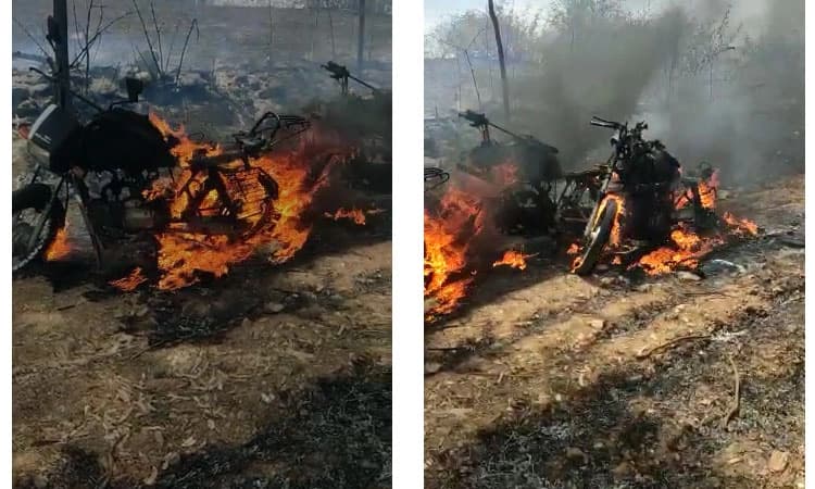 ಚಿಕ್ಕಮಗಳೂರು: ಕಾಡ್ಗಿಚ್ಚಿಗೆ ಧಗ-ಧಗ ಹೊತ್ತಿ ಉರಿದ ಮೂರು ಬೈಕ್‌