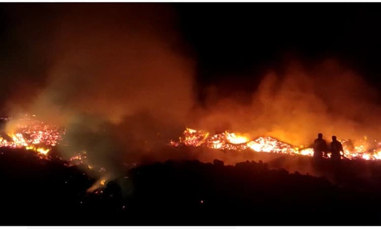 ಹುಣಸೂರು: ಆಕಸ್ಮಿಕ ಬೆಂಕಿ; ಬೆಂಕಿ ನಂದಿಸಲು ರಾತ್ರಿಯಿಡಿ ಹರ ಸಾಹಸ ಪಟ್ಟ ಅಗ್ನಿಶಾಮಕ ದಳ