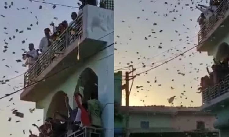 ಮದುವೆಯ ಖುಷಿಯಲ್ಲಿ ಜನರತ್ತ 500 ರೂ. ನೋಟಿನ ಕಂತೆಗಳನ್ನೇ ಎಸೆದು ಸಂಭ್ರಮಿಸಿದ ಮಾಜಿ ಸರಪಂಚ್