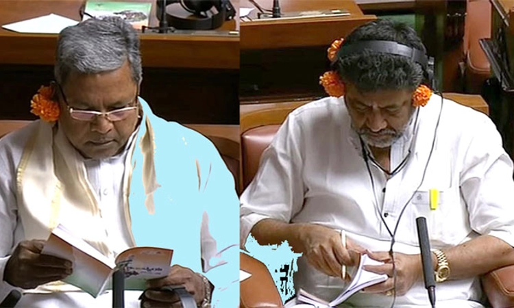 ಕಿವಿ ಮೇಲೆ ಹೂವು ಇರಿಸಿದ ಕಾಂಗ್ರೆಸಿಗರು: ಮಾತಿನ ಚಕಮಕಿ