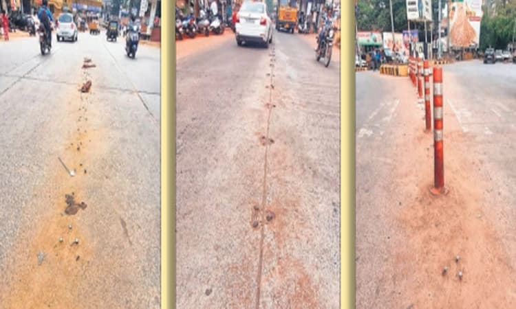 ನಡು ರಸ್ತೆಯಲ್ಲಿ ಅಪಾಯಕಾರಿ ನಟ್‌-ಬೋಲ್ಟ್!