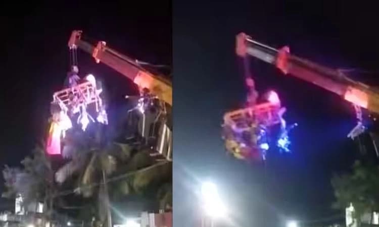 ಜಾತ್ರೆ ಸಂಭ್ರಮ-ದೇವರ ವಿಗ್ರಹ ಕ್ರೇನ್ ನಿಂದ ಕೆಳಗೆ ಬಿದ್ದು..ನಾಲ್ಕು ಭಕ್ತರ ಮೃತ್ಯು