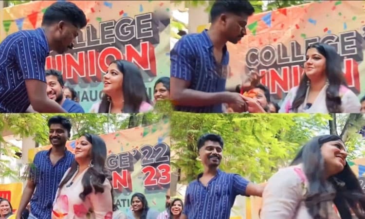 ವೇದಿಕೆಯಲ್ಲಿ ನಟಿ ಮೇಲೆ ಕೈಹಾಕಿ ಅನುಚಿತ ವರ್ತನೆ: ವಿಡಿಯೋ ವೈರಲ್‌ ಬೆನ್ನಲ್ಲೇ ವಿದ್ಯಾರ್ಥಿ ಅಮಾನತು   