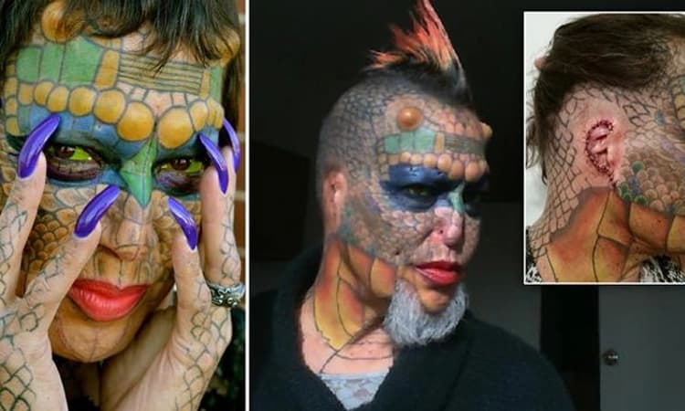 ಡ್ರ್ಯಾಗನ್‌ನಂತೆ ಕಾಣಿಸಿಕೊಳ್ಳಬೇಕೆಂದು ಕಿವಿ-ಮೂಗು ಕತ್ತರಿಸಿಕೊಂಡಳು!