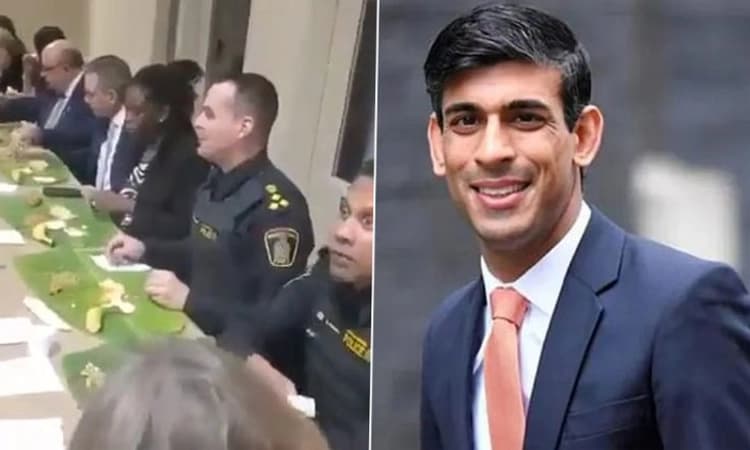 ಬ್ರಿಟನ್‌ ಪಿಎಂ ಸುನಕ್‌ ನಿವಾಸದಲ್ಲಿ ಬಾಳೆಎಲೆ ಊಟ