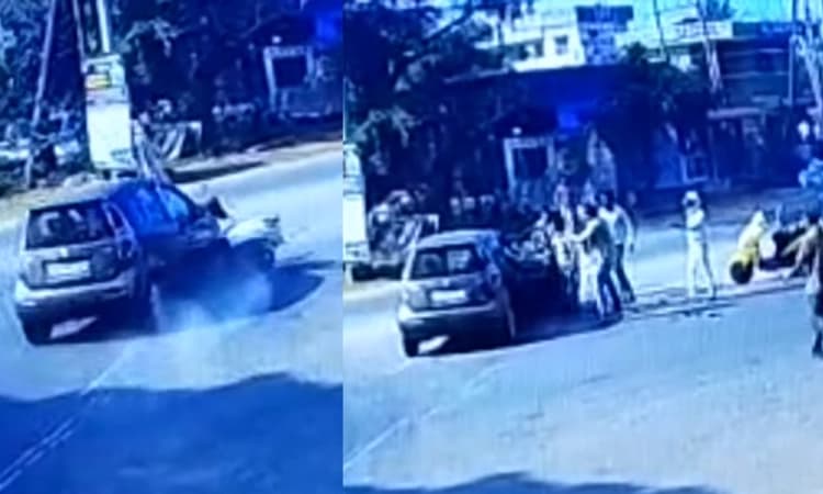ಮಲ್ಪೆ: ಸ್ಕೂಟರ್‌ ಸವಾರನನ್ನು ಎಳೆದೊಯ್ದ ಕಾರು, ಸವಾರ ಪವಾಡ ಸದೃಶ ಪಾರು