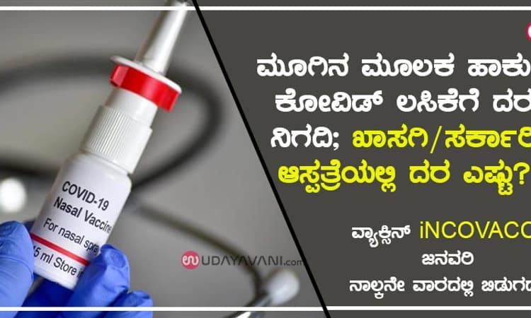 ಮೂಗಿನ ಮೂಲಕ ಹಾಕುವ ಕೋವಿಡ್ ಲಸಿಕೆಗೆ ದರ ನಿಗದಿ; ಖಾಸಗಿ/ಸರ್ಕಾರಿ ಆಸ್ಪತ್ರೆಯಲ್ಲಿ ದರ ಎಷ್ಟು?