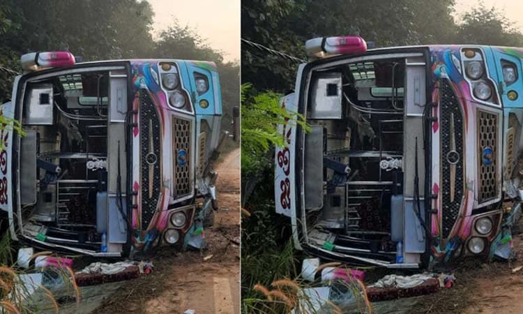 ಉಪ್ಪಿನಂಗಡಿ: ಚಾಲಕನ ನಿಯಂತ್ರಣ ತಪ್ಪಿ ಮಗುಚಿ ಬಿದ್ದ ಬಸ್‌: ಹಲವರಿಗೆ ಗಾಯ